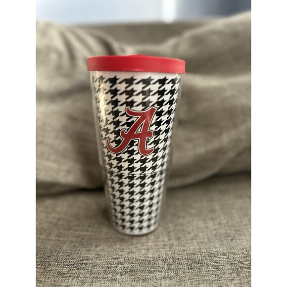 Tervis Tumbler Alabama Crimson Tide 24 Oz Houndstooth Pattern Cup Red Lid - Picture 1 of 7